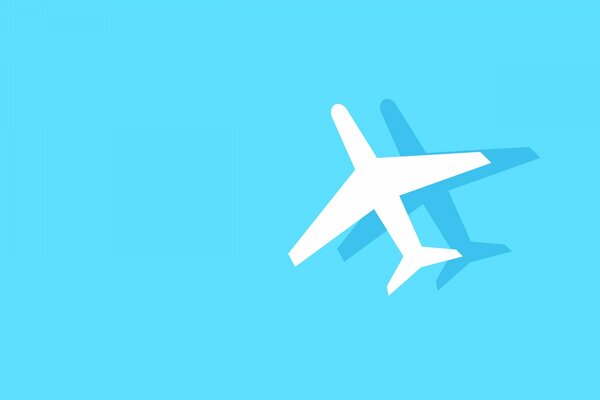 Vektor-Bild eines weißen Flugzeugs auf blauem Hintergrund