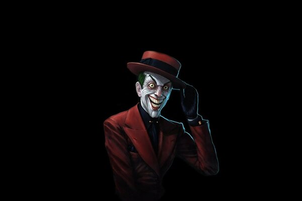 Comic-Figur im roten Joker-Kostüm
