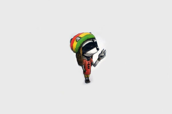Reggae-Waschbär im Hut