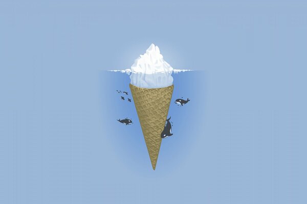 Abbildung eines Eisbergs aus Eis auf blauem Hintergrund