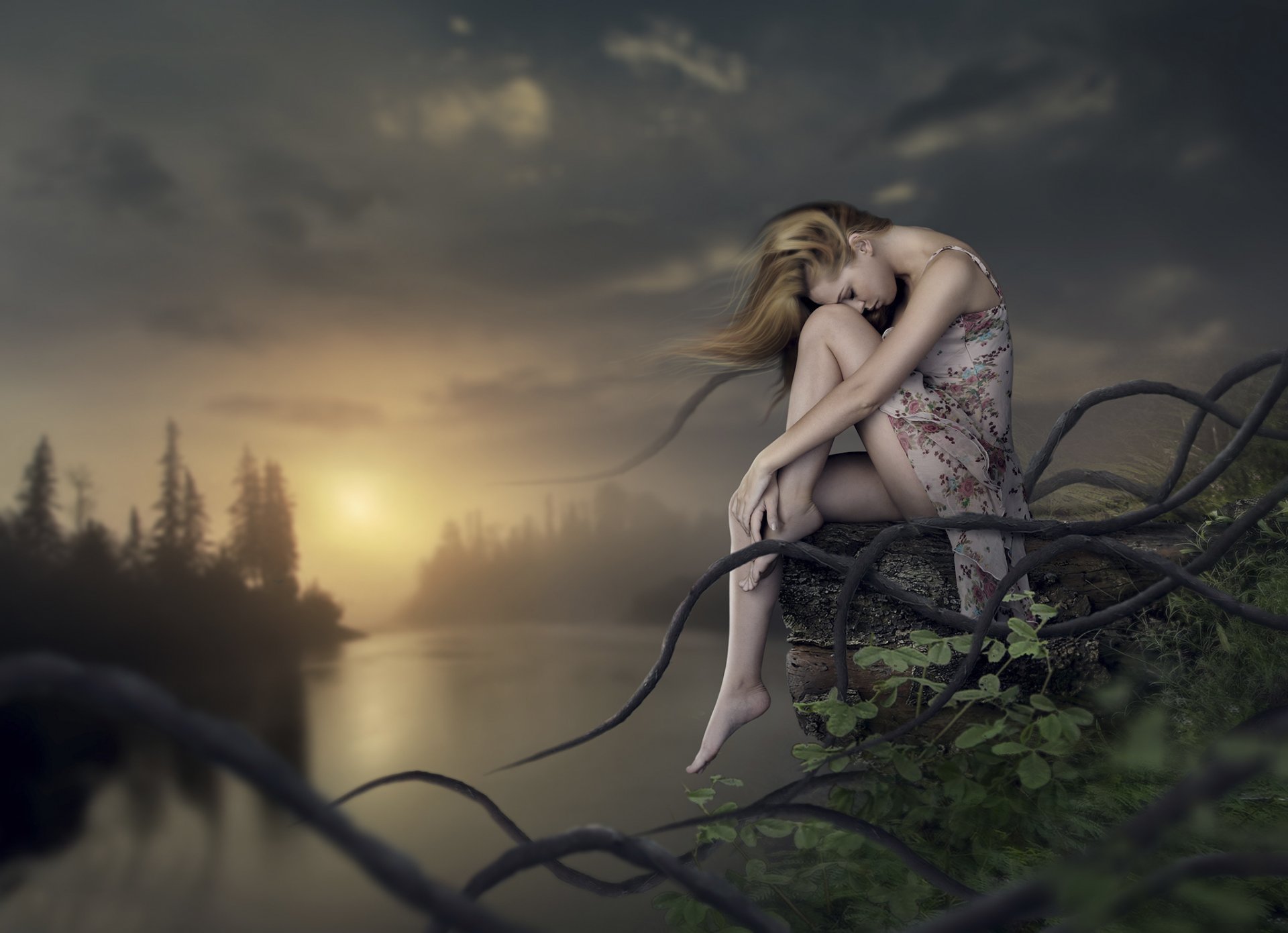 fairy land surreal kunst mädchen fantasie natur