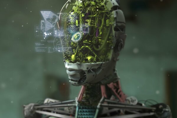 Roboterkopf er kann ohne Gesicht schon alles kochen, um Hausarbeiten zu erledigen