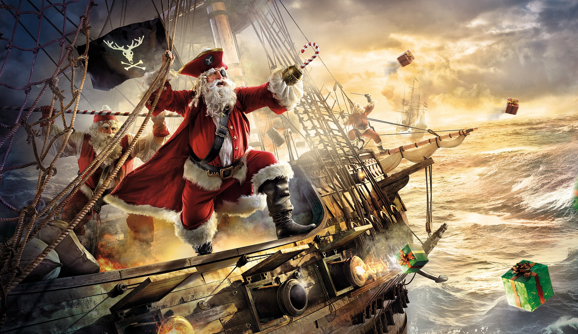 weihnachtsmann weihnachtsmann piraten fregatte