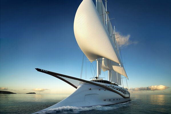 Mit weißen Segeln in den Ozean reisen
