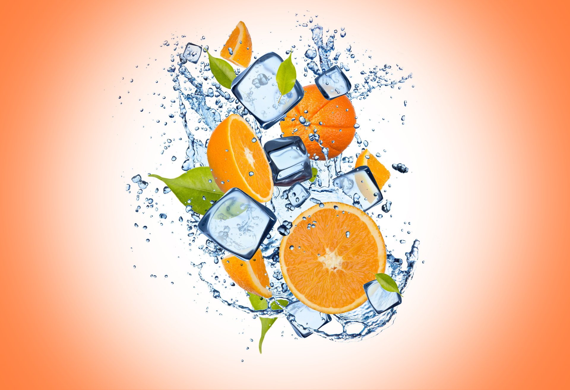orange hintergrund orange scheiben eis wasser tropfen orange