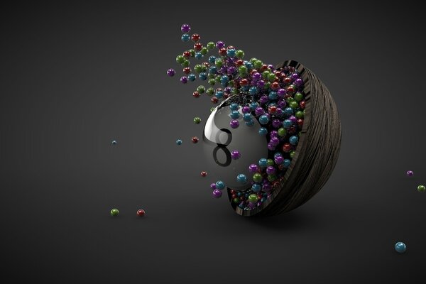 Schüssel mit Süßigkeiten in Form von Kugeln für Billard