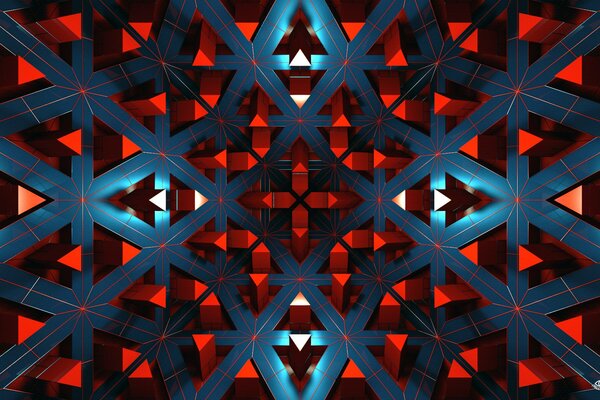 Die Linien sind rot und blau in den Gemälden