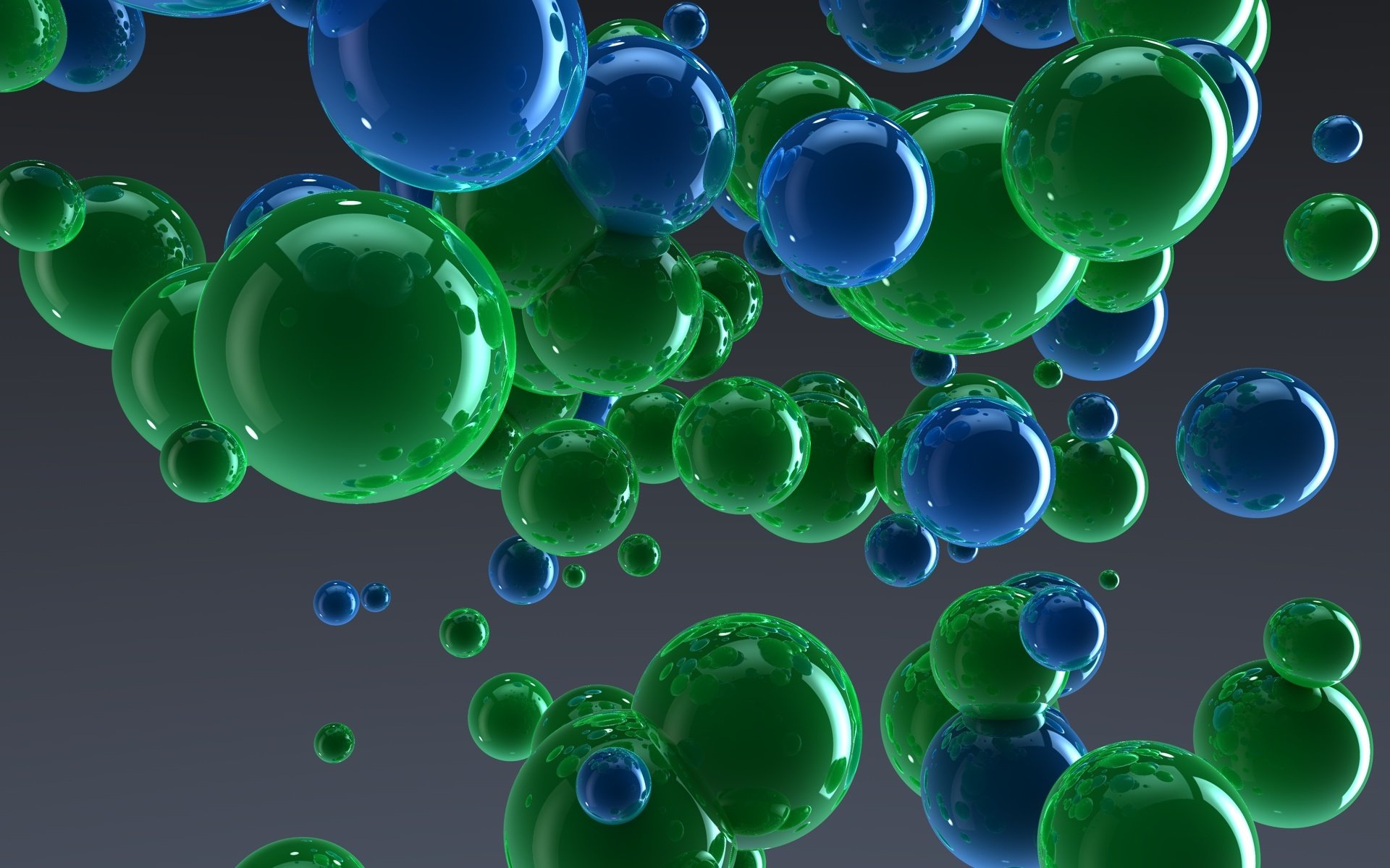 kunst bälle kugeln grauer hintergrund blau grün tropfen reflexion