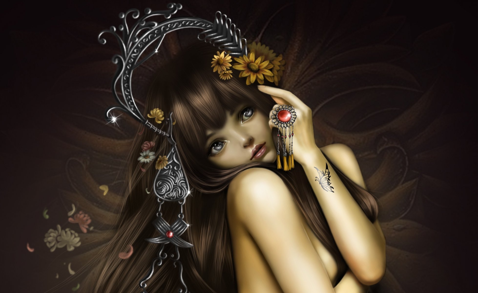 kunst nana hängen mädchen schmuck blumen tattoo schmetterling