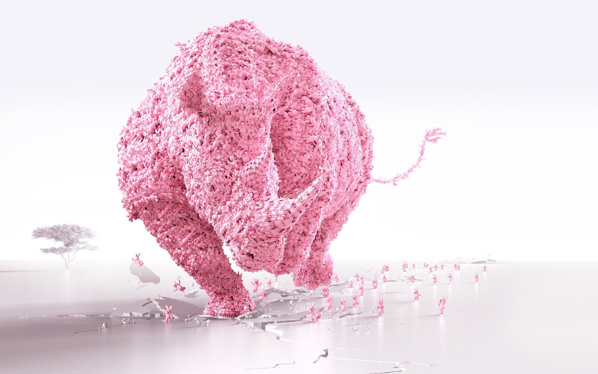 hasen nashorn rosa weiß einheit macht