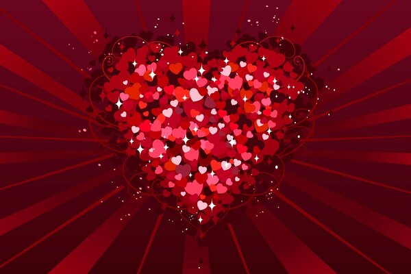 Valentinstag viele Herzen