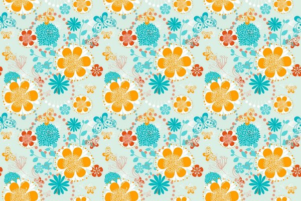 Muster, Blumen und Schmetterlinge bestehen aus Papier