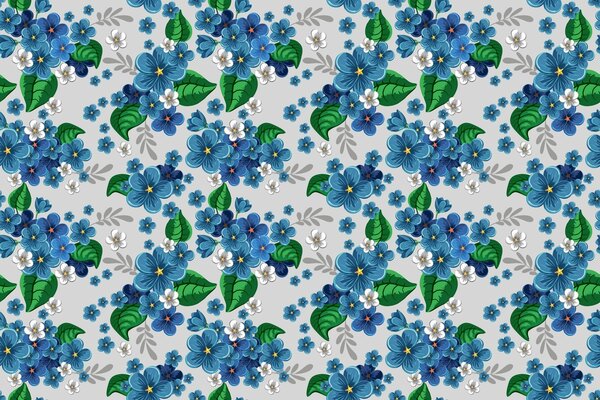 Blaue Blumen Muster an der Wand
