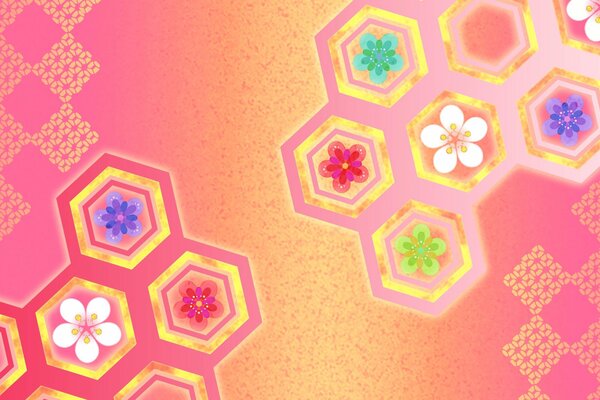 Zellen mit Blumen gemusterten Waben