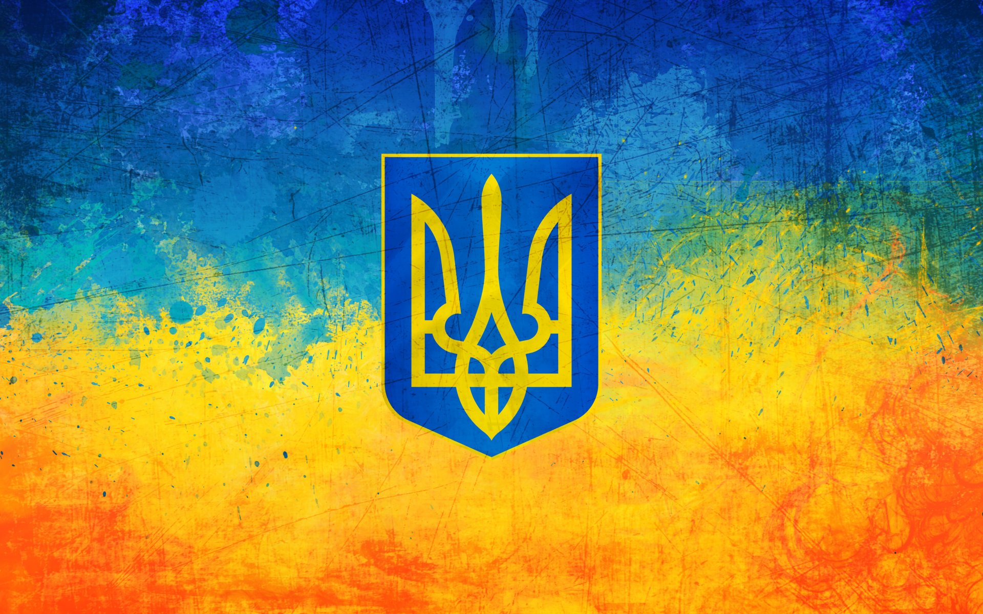 ukraine ukraine flagge wappen dreizack gelb blau