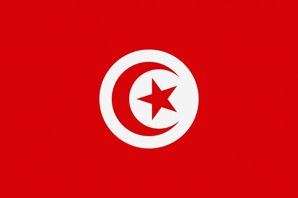 Leuchtend rote Flagge von Tunesien mit Sternsymbol