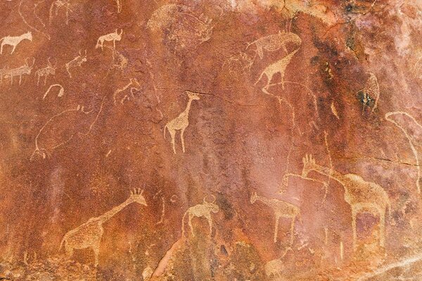 Primitive Muster an der Wand Textur