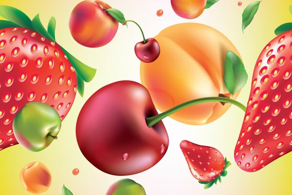 Textur mit Früchten und Beeren