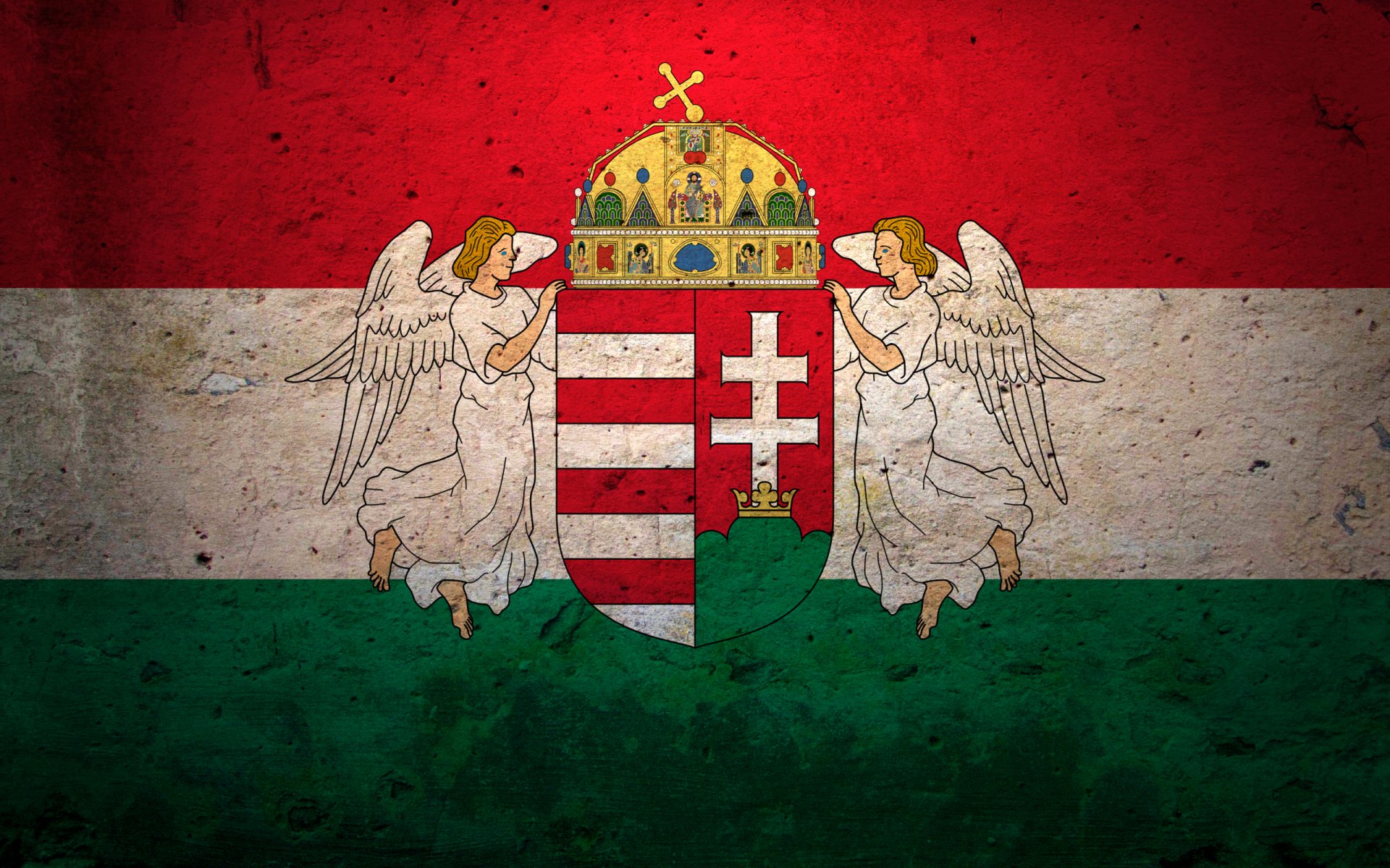 ungarn flagge farben wappen engel