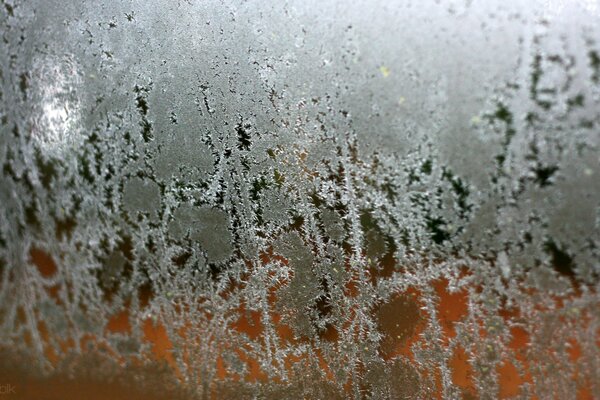 Frostige Muster auf Glas