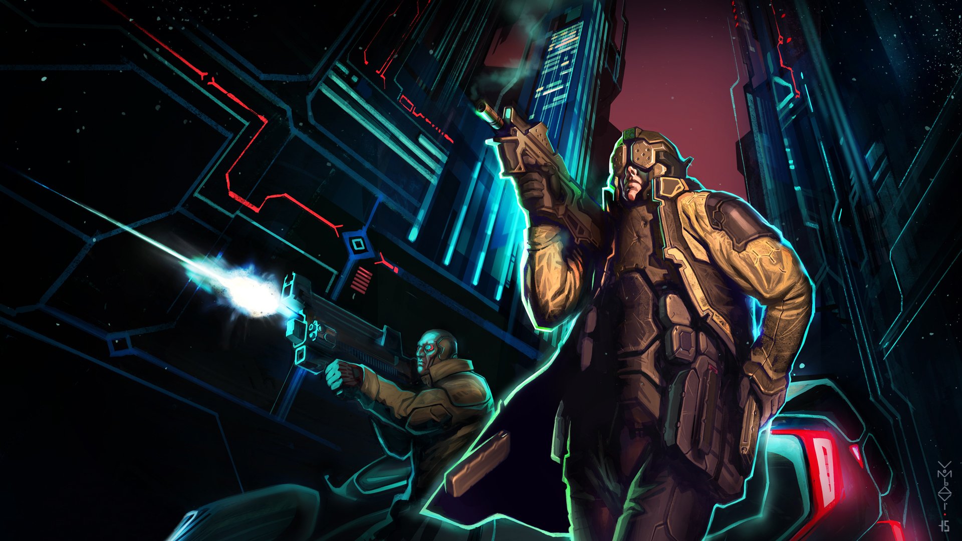 cyberpunk stadt cyborg straße kampf fantasie kunst