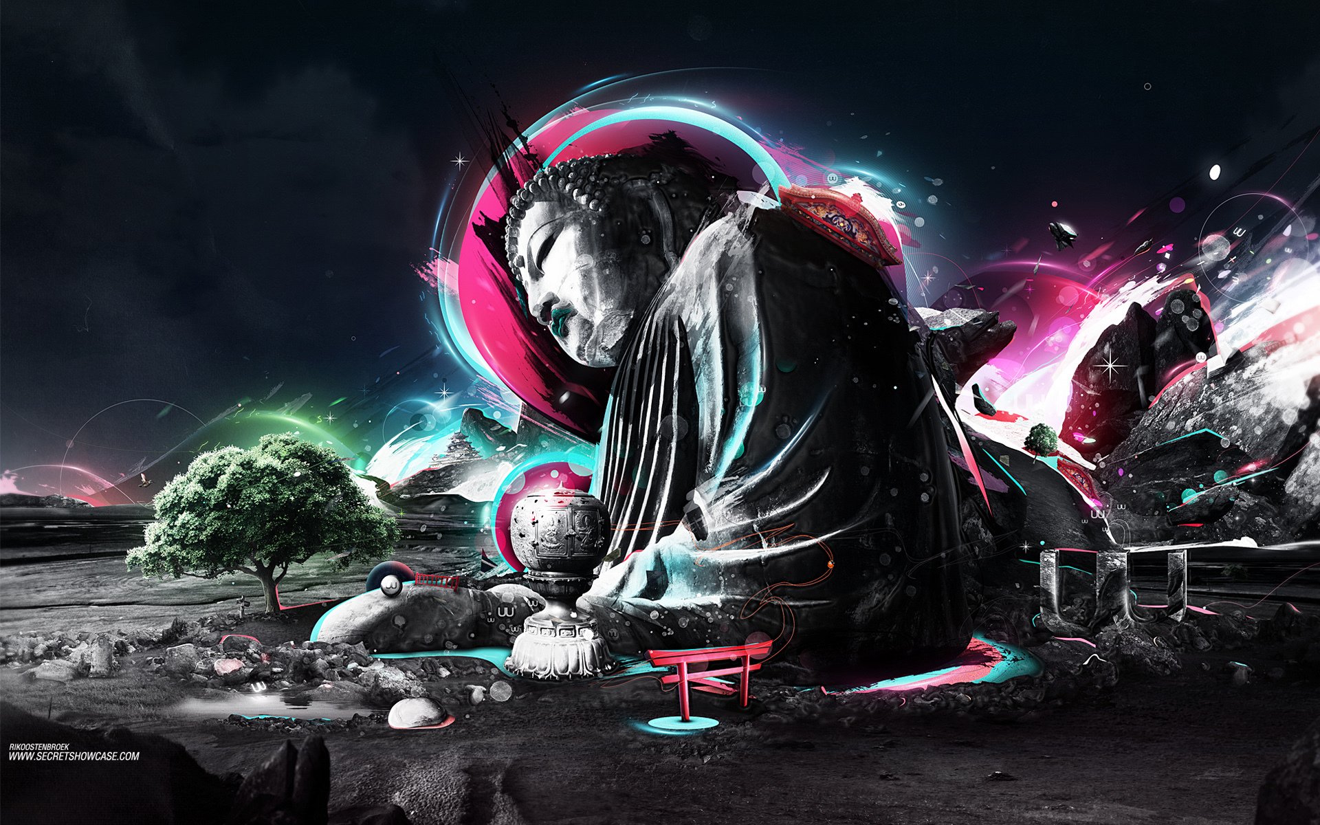 abstraktion baum buddha