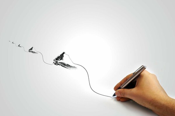 Kontinuierliche Zeichnung. Zeichnung mit Stift
