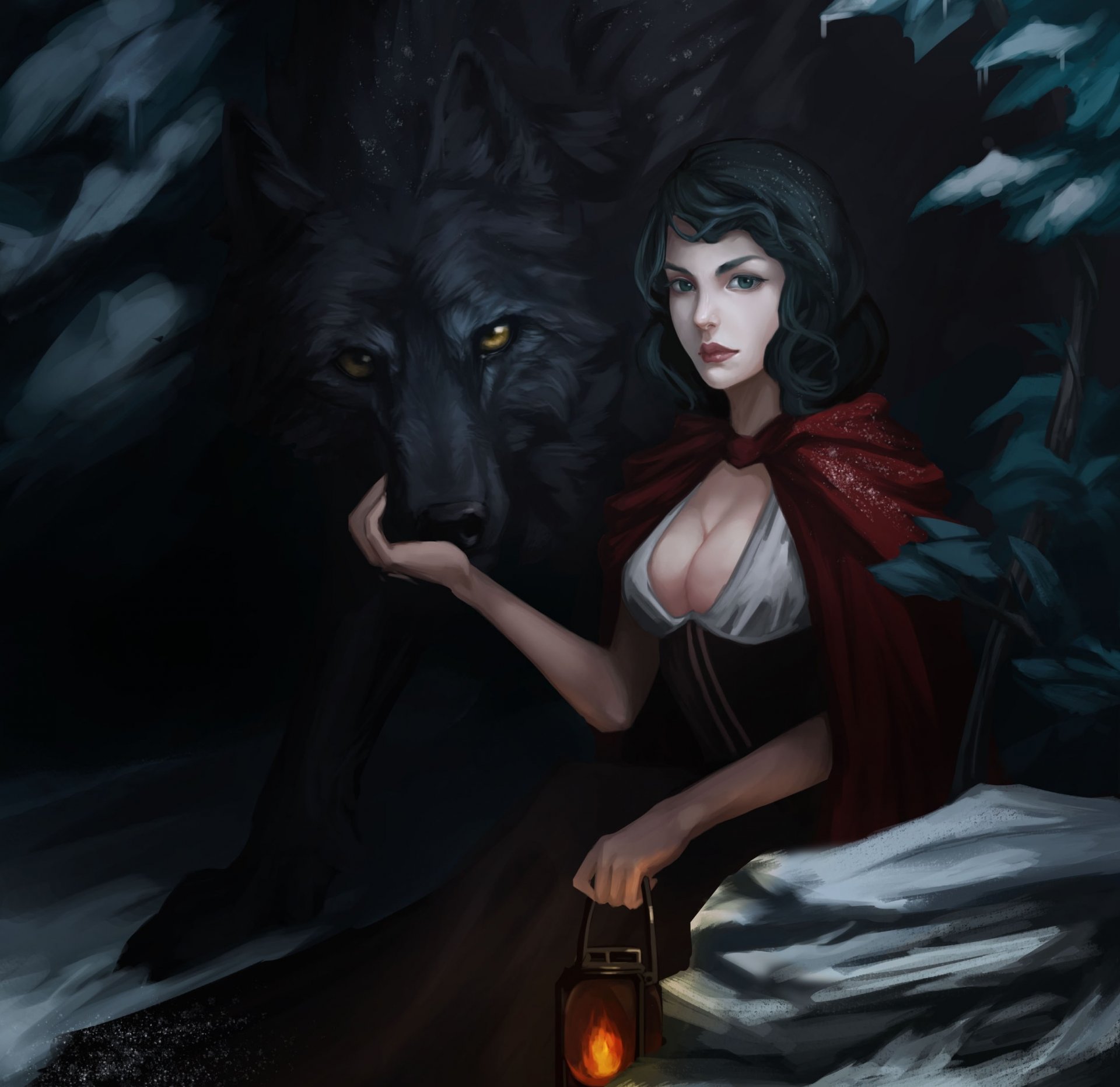 kunst marilyn chuang rotkäppchen mädchen wolf laterne umhang