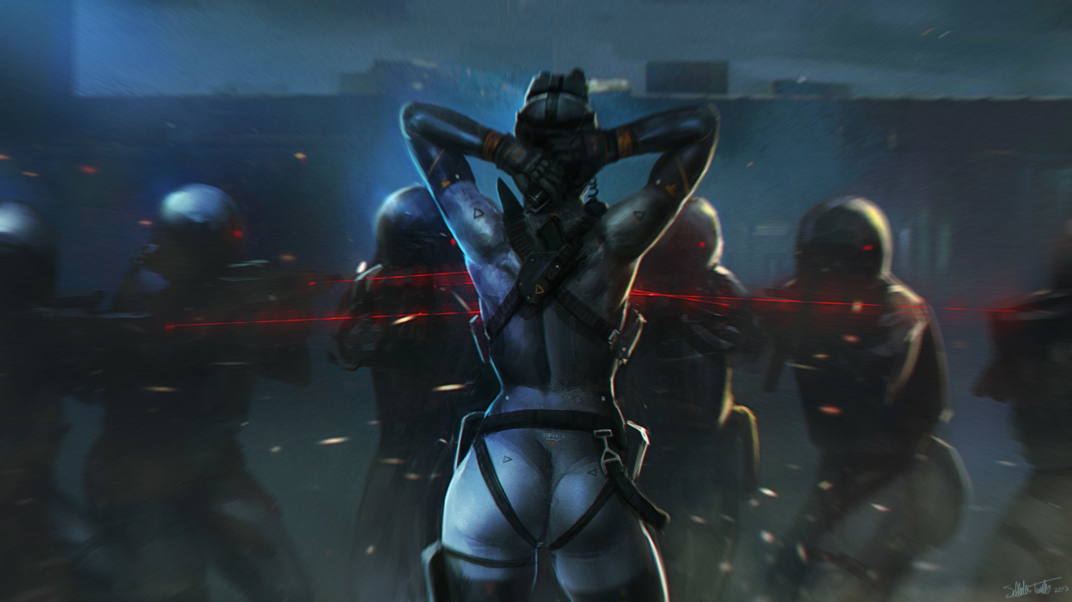 kunst el salvador trakal mädchen soldaten kommando feinde nacht rücken anblick laser