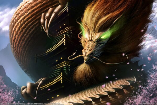 Fantastische cg Wallpaper mit Drachen