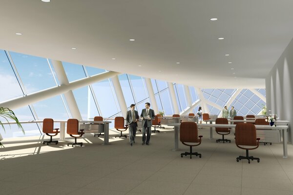Besprechung im Büro mit Panoramafenstern