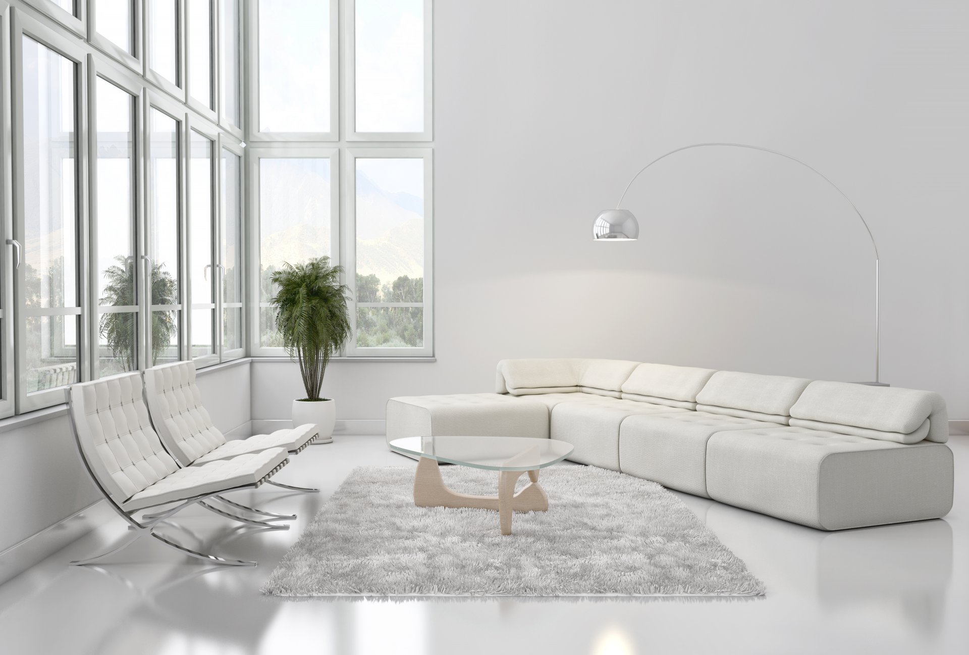 sofa tisch fenster pflanzen lampe