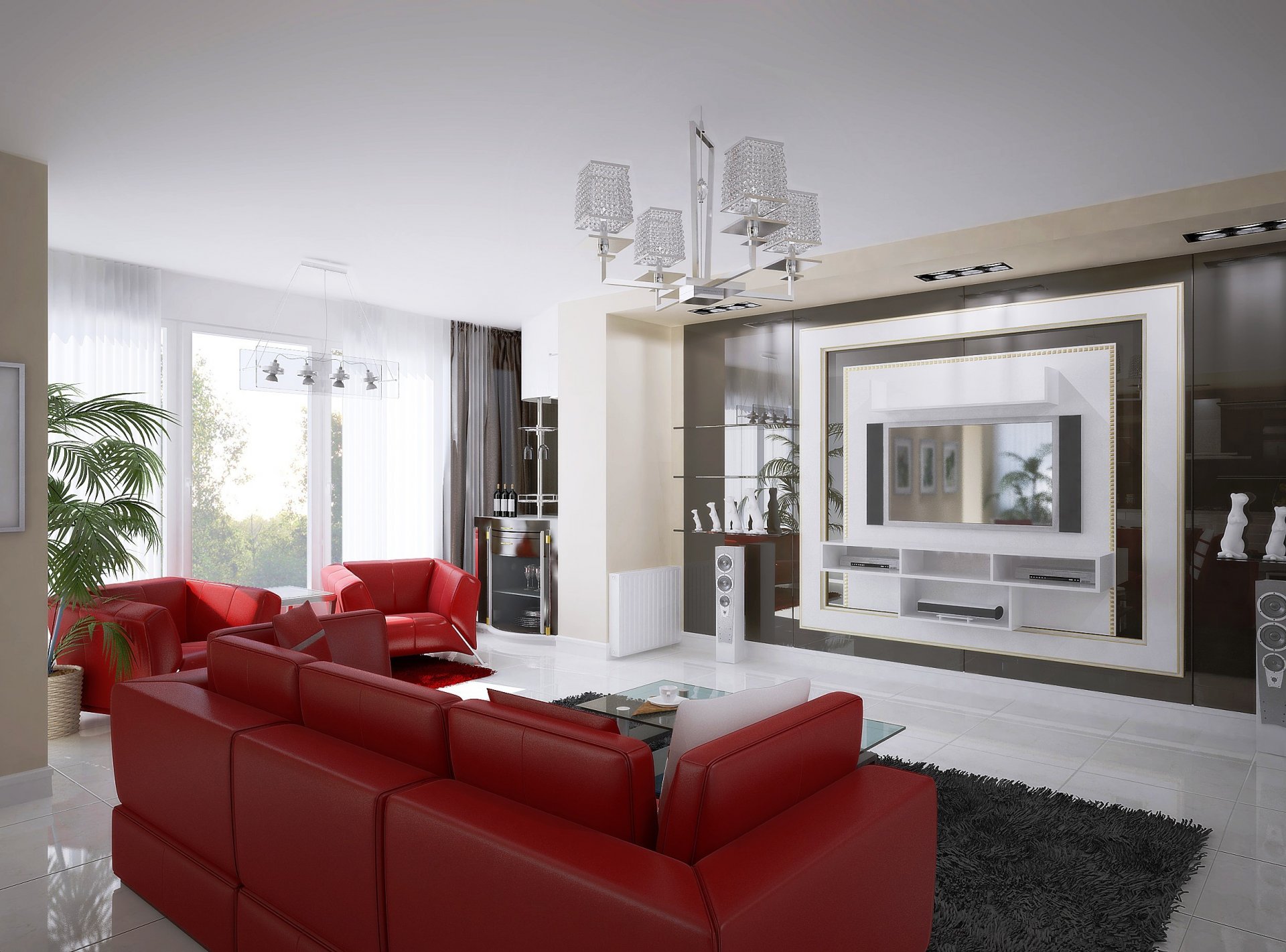 interieur design zimmer rot sofa