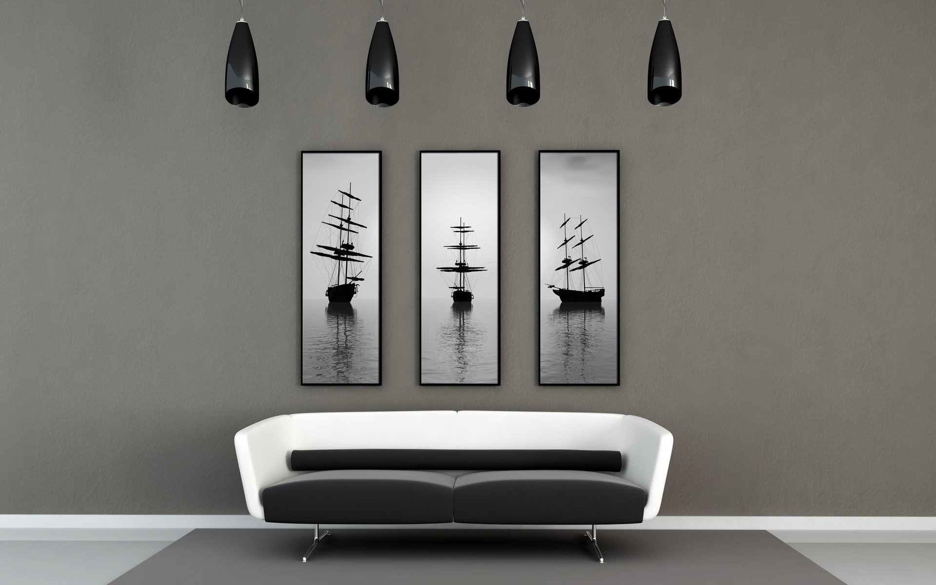 innenraum zimmer wohnung design stil sofa gemälde schiff