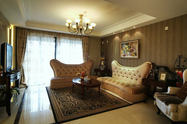 Wohnzimmer Interieur im Retro-Stil