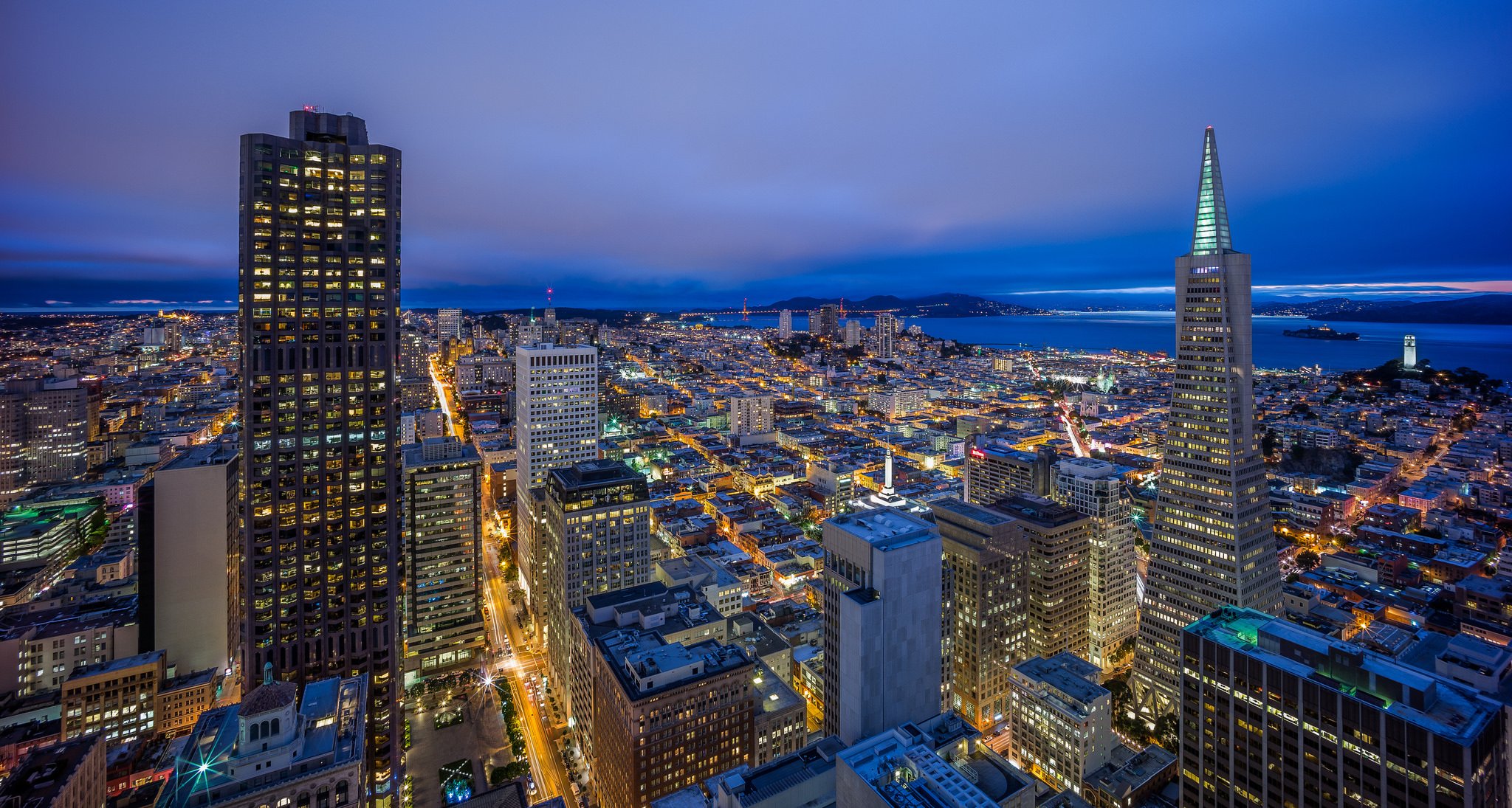 san francisco kalifornien nachtstadt panorama gebäude turm