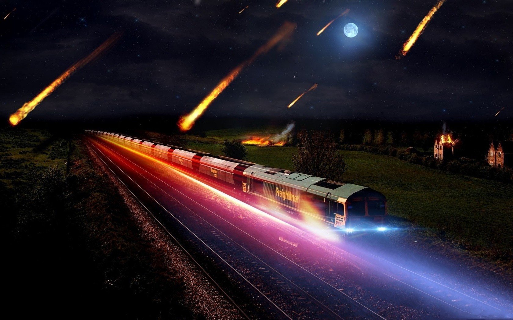 metrorit zug ausstrahlung nacht lichter