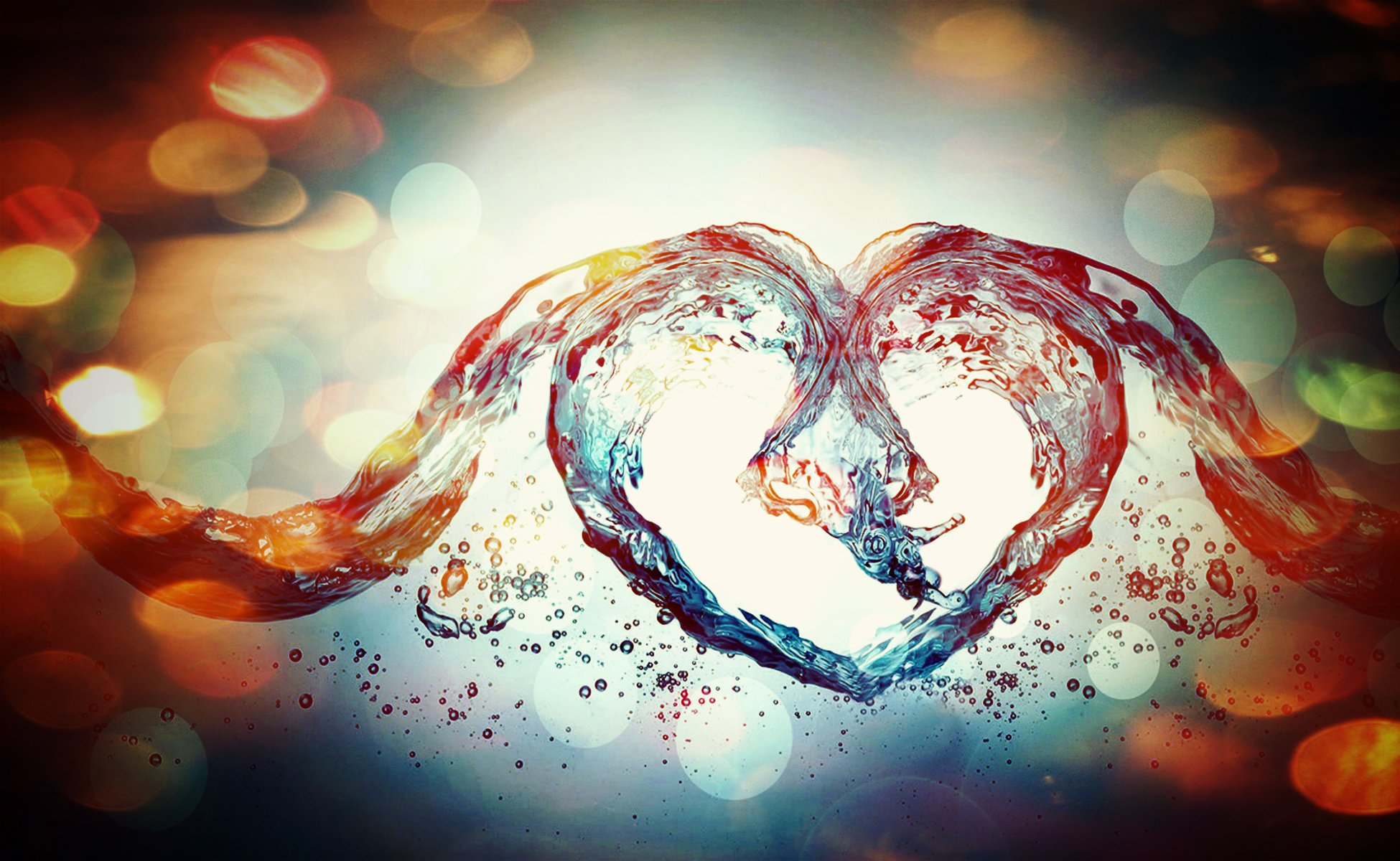 colourful abstract liebe effects heart water love blue