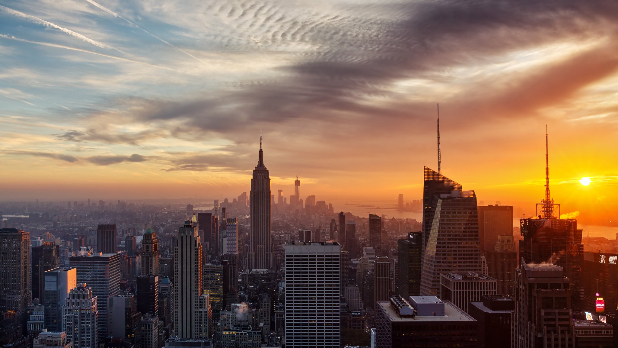 stadt new york usa häuser sonnenuntergang