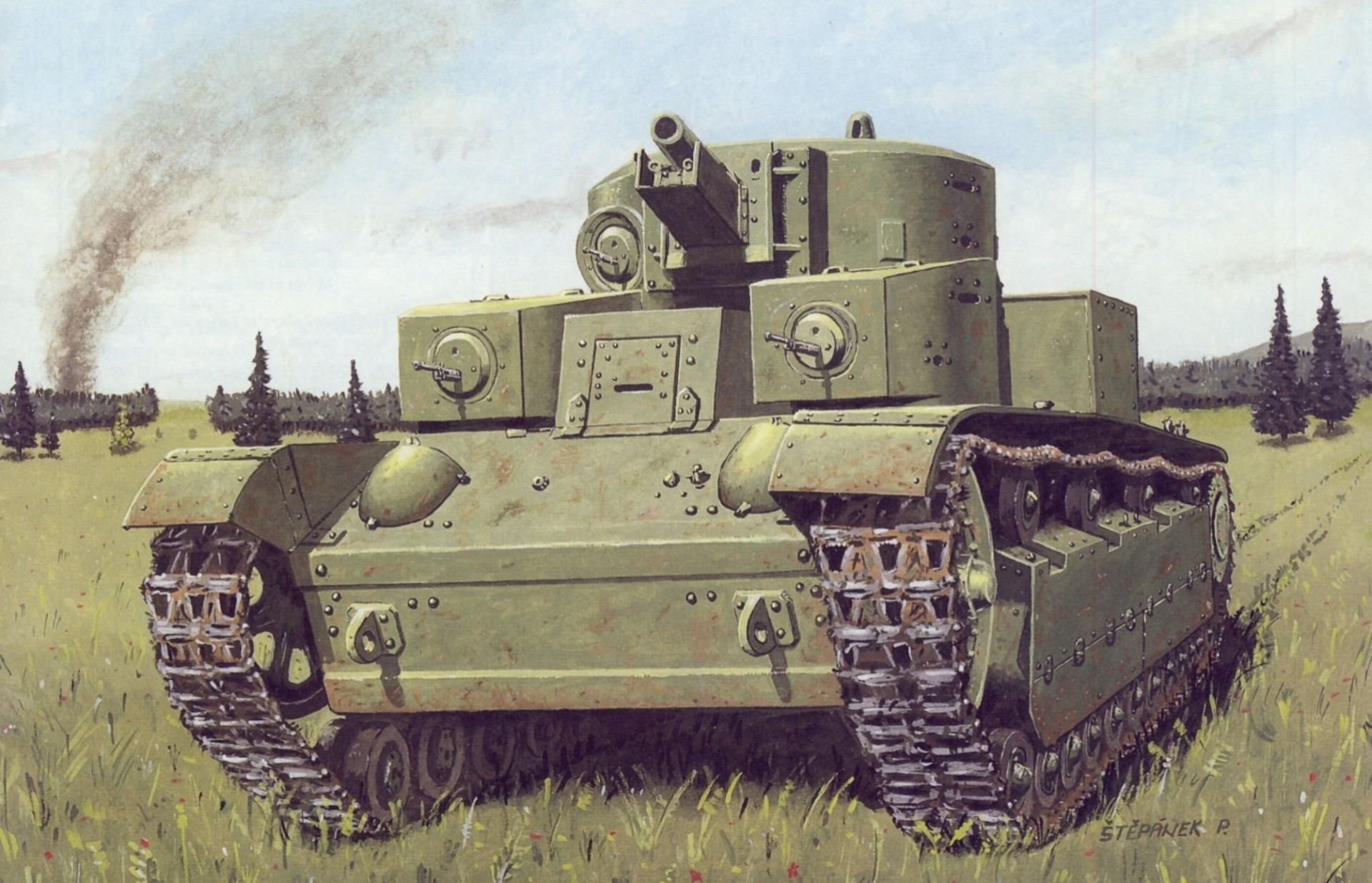 kunst tank fußabdruck zeichnung feld t-28 mittel sowjetisch