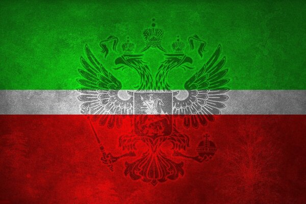 Flagge von Tatarstan mit einem Adler in der Mitte