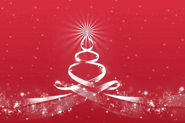 Weihnachtsbaum-Symbol mit einem brennenden Stern auf rotem Hintergrund