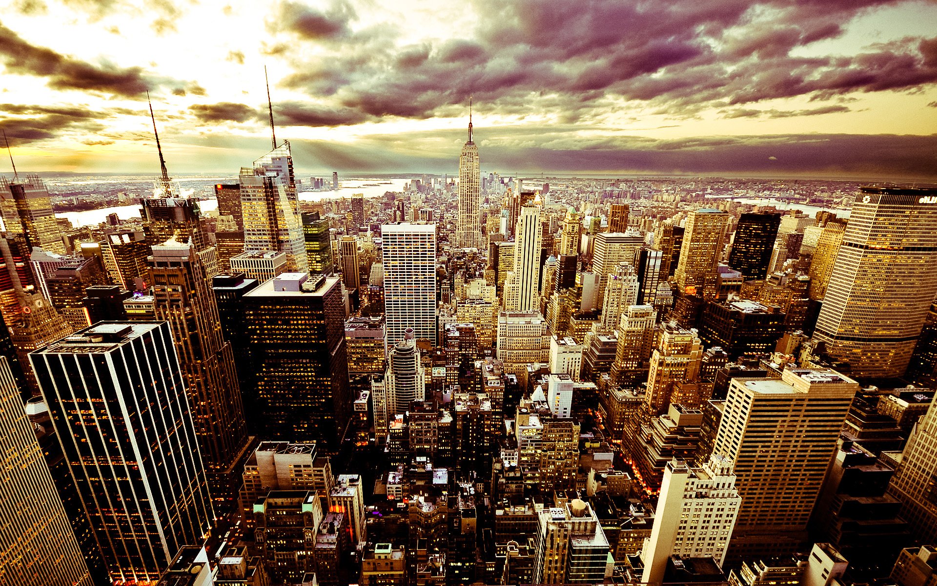 stadt abend himmel wolken amerika usa new york wolkenkratzer gebäude new york schön
