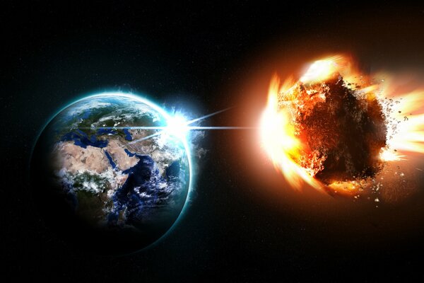 Ein in Flammen gefangener Asteroid fliegt zur Erde