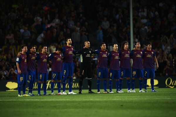 Barcelona-Team vor einem Fußballspiel