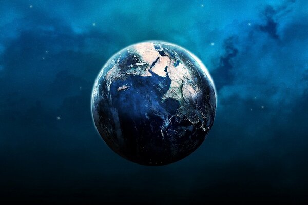 Zerstörter Planet Erde im Weltraum