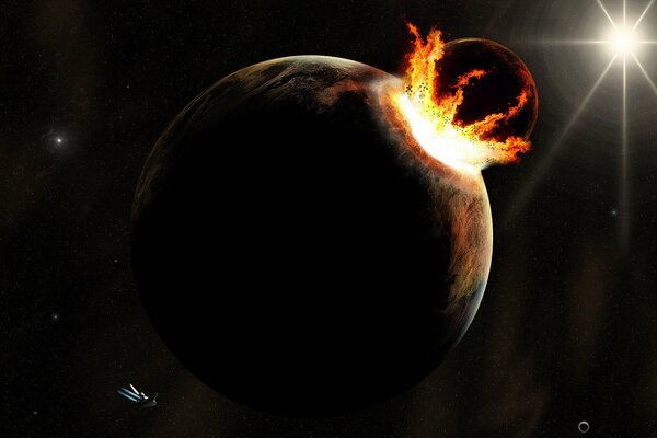 Blick aus dem Weltraum, um eine Kiste auf den Planeten zu fallen