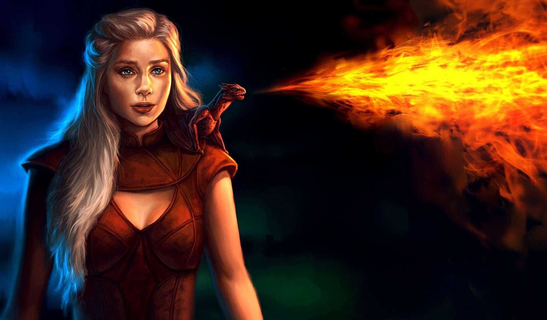 feuer drache kunst mädchen game of thrones