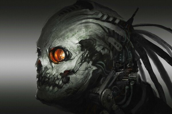 Cyborg Roboter Monster mit Auge