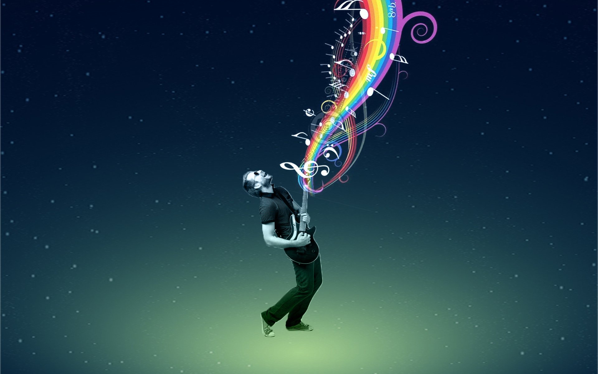 männlich regenbogen noten gitarre